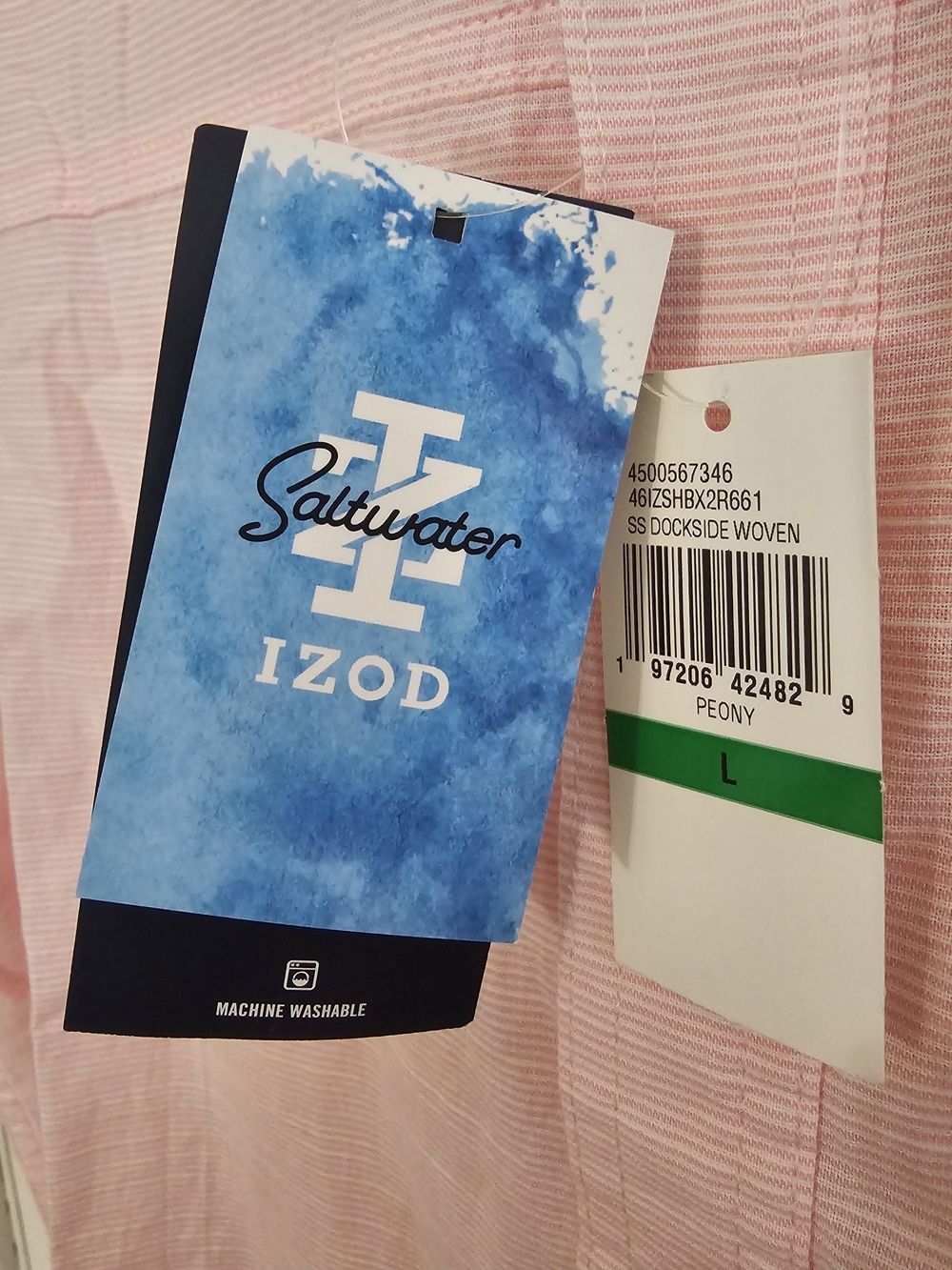 IZOD Men's Pink Short-Sleeve Linen-Blend Button Down Shirt - Picture 4 of 5